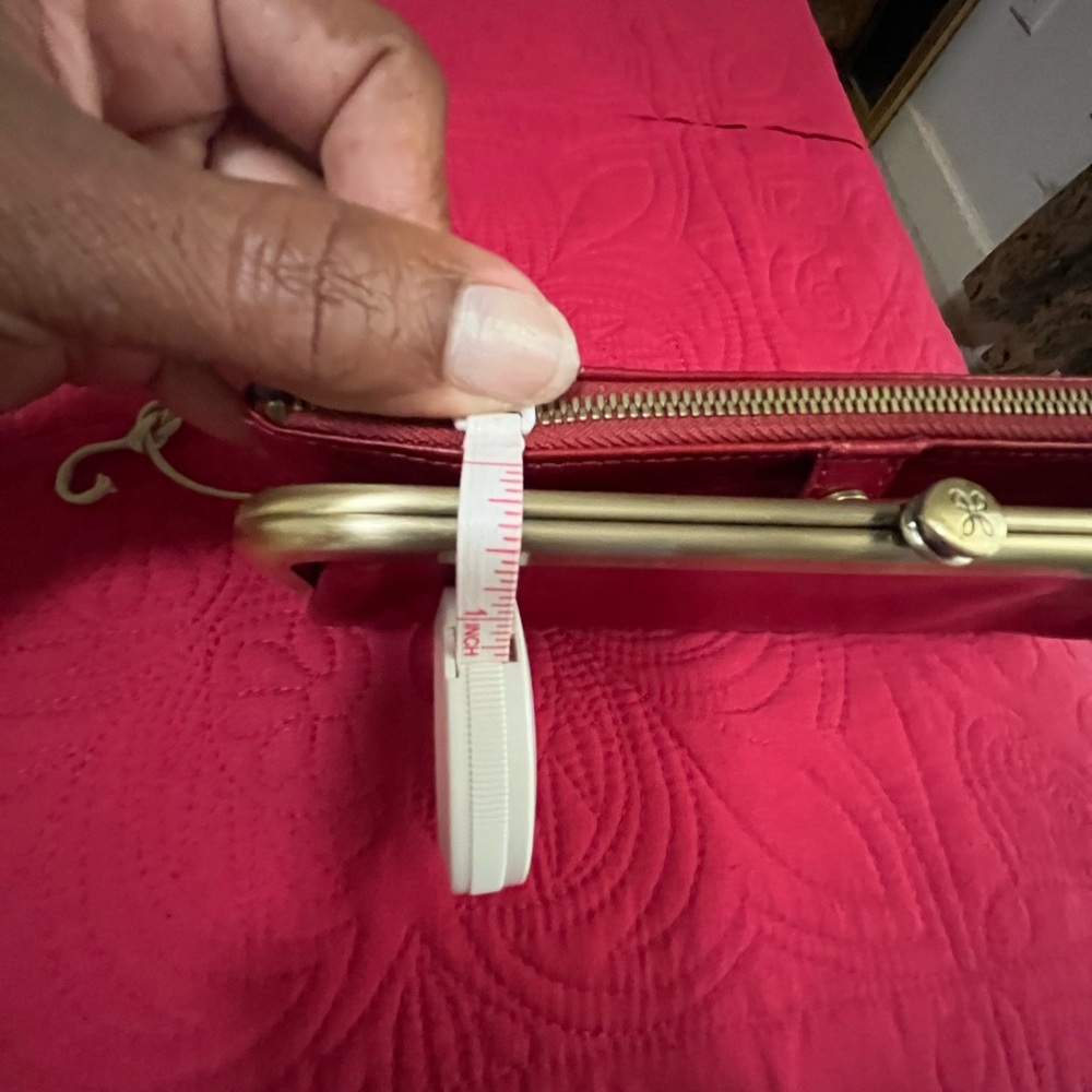 HOBO Red Wallet with Zipper Closure and Smooth Leather Finish. - Picture 7 of 10